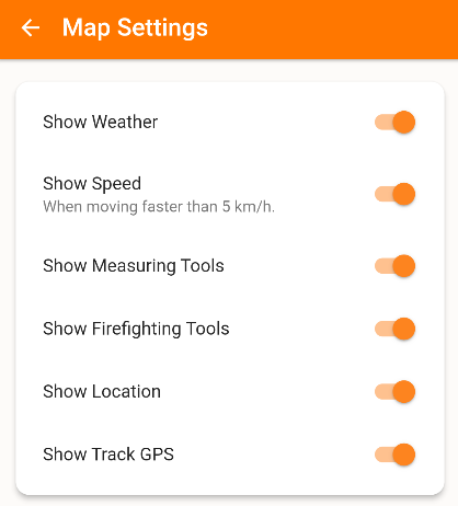 Map Settings Screen