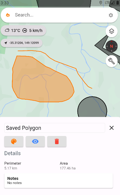 Polygon information panel